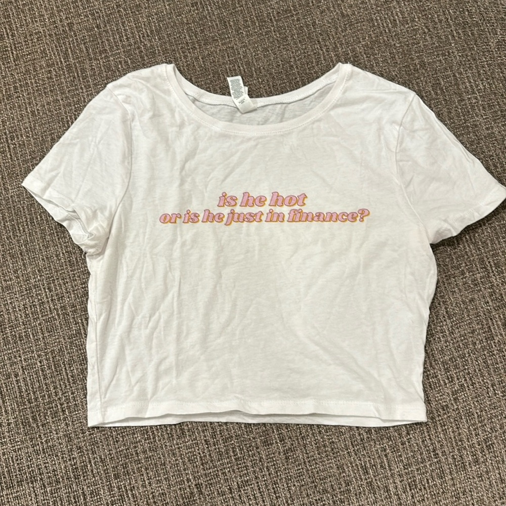 is he hot or is he just in finance? cropped tee